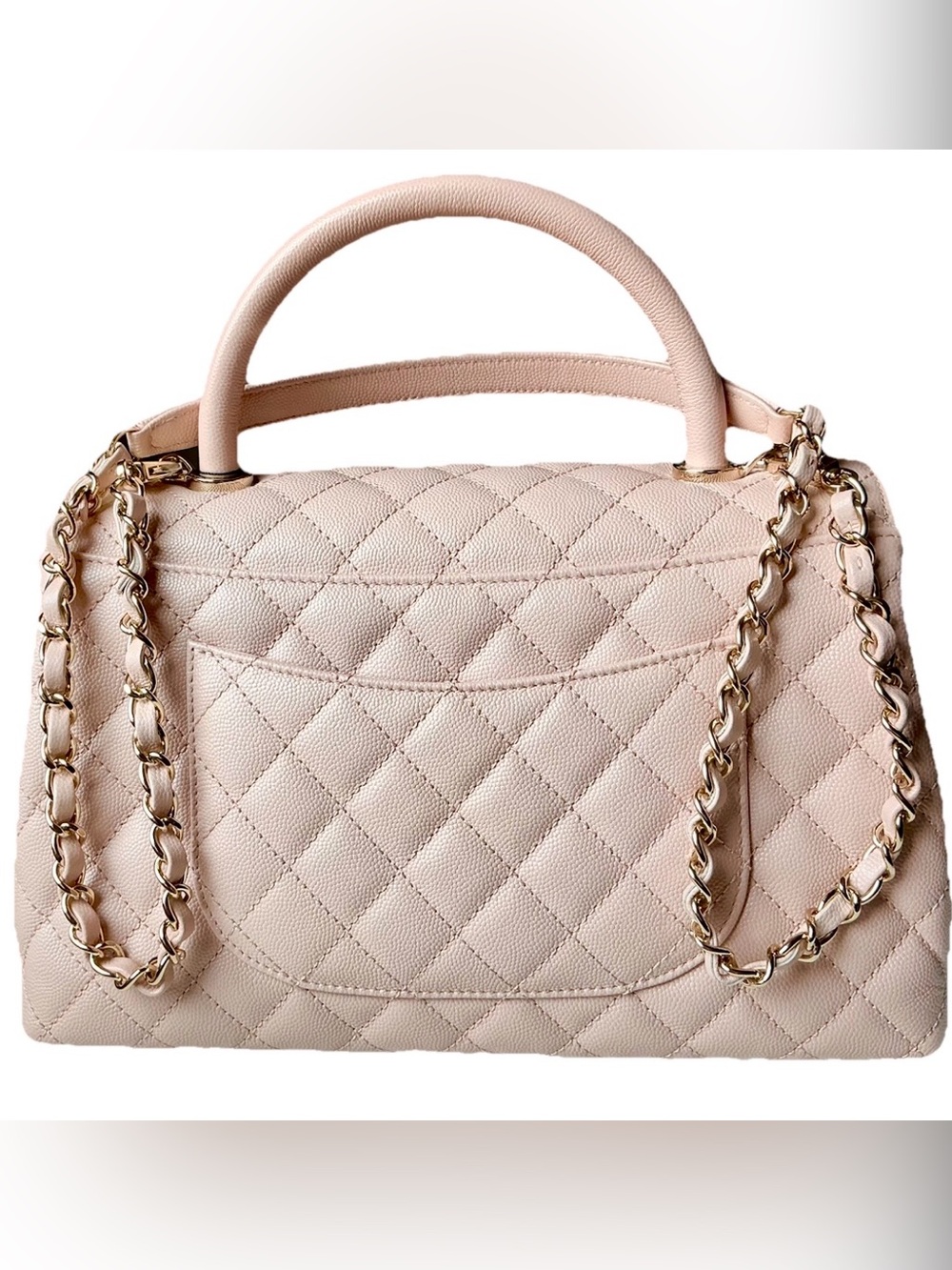 NIB CHANEL Coco Handle 21A Pink Caviar Leather Light Gold HW Medium Handbag NWT - Picture 4 of 10